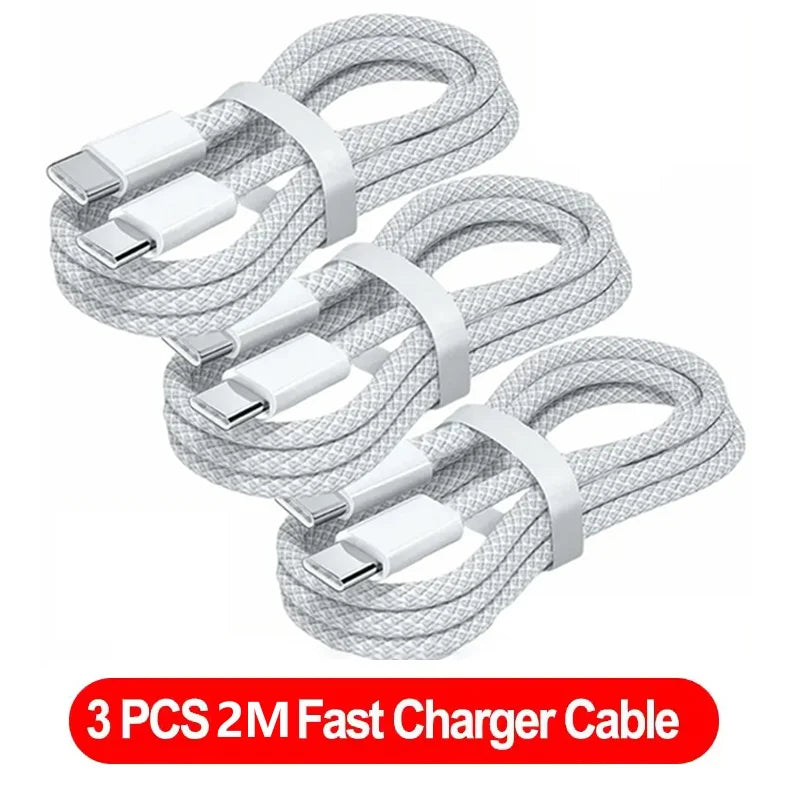1-3 unidades de cable de carga rápida USB-C a USB-C PD de 120W para iPhone 17 Pro Max 16 15 Plus 14 13 12 11 X XS, carga rápida tipo C, 1M 2M