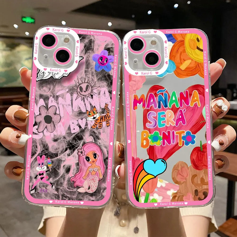 Karol G Manana Sera Bonito funda de teléfono para IPhone 16 15 14 13 12 11 Mini Pro Max X XR XSMax 7 8 Plus cubierta de TPU suave transparente