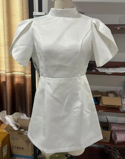 Minivestido elegante con lazo blanco para mujer, vestidos cortos de lujo, vestidos informales negros y rojos para fiesta de noche, cumpleaños y verano