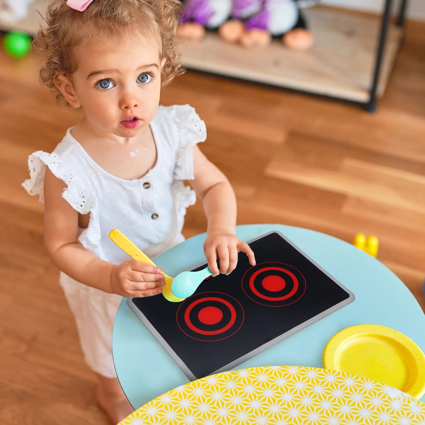 Aparato de cocina para niños, estufa de inducción realista con sonido y luz, juguete de cocina para juego de imitación, modelos opacados para niños pequeños