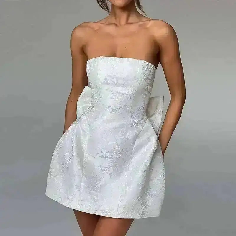 Townlike-Vestido corto de Jacquard con espalda descubierta para mujer, minivestido elegante con lazo y corte en A, Sexy, para fiesta, primavera y verano, 2024