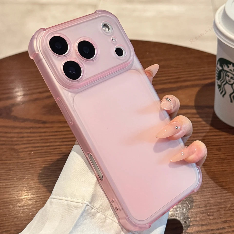 Bonita funda de teléfono transparente mate para iPhone 17 Air 16E 14 15 16 11 12 13 Pro Max Plus X XS MAX XR, funda protectora a prueba de golpes