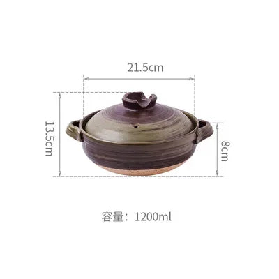 Cazuela de cerámica de estilo japonés, olla pequeña negra, cacerola de arcilla, utensilios de cocina para el hogar, suministros de cocina, olla para sopa, 1 Uds.