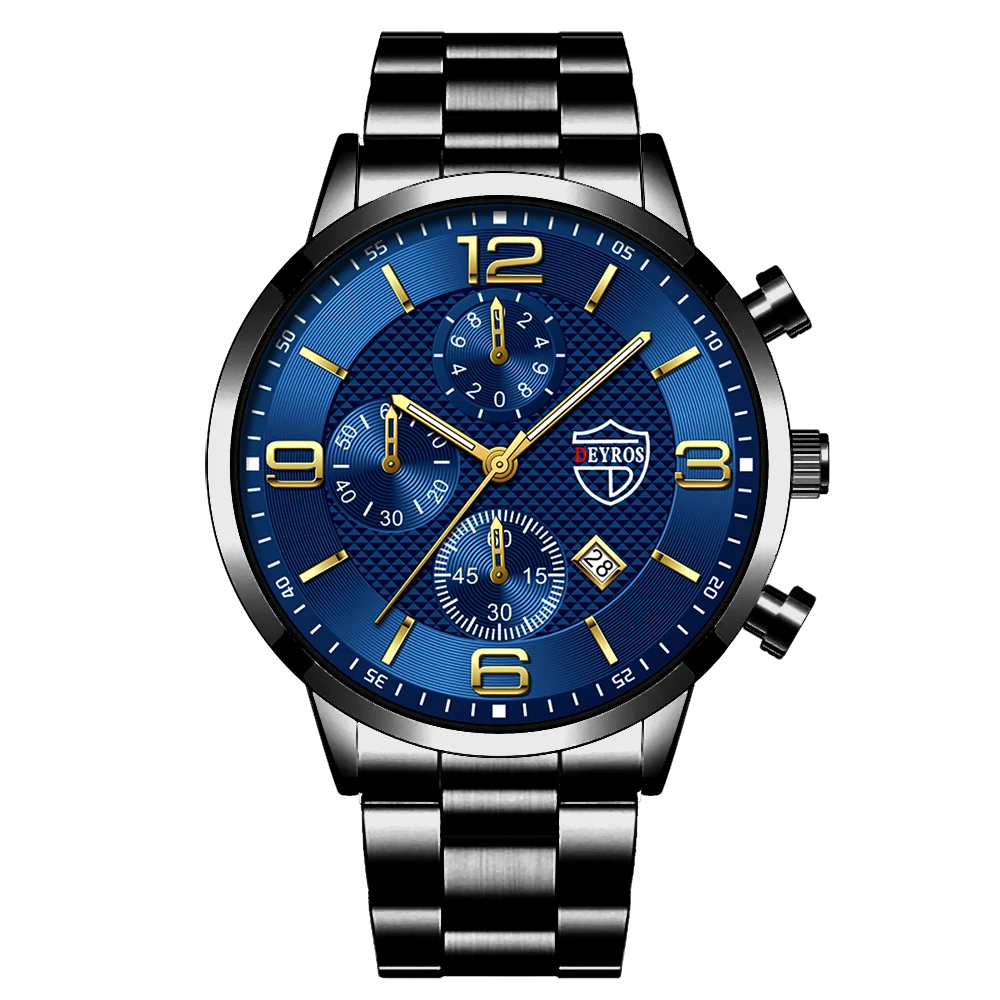 reloj hombre Relojes deportivos para hombre, pulsera de cuarzo de acero inoxidable, de lujo, informal, luminoso, de cuero