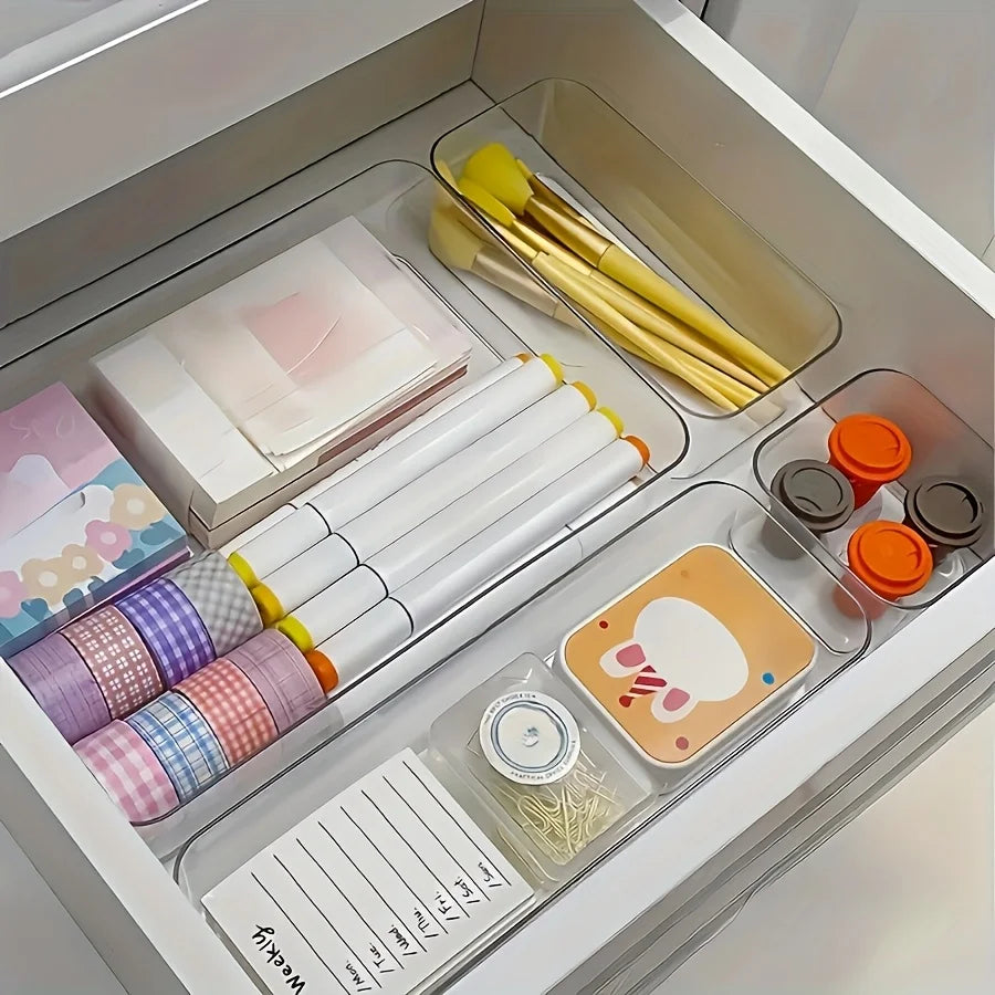 Caja de almacenamiento de cosméticos y papelería, adecuada para maquillaje, suministros de oficina, almacenamiento en el hogar, organizador de escritorio y cajones para el hogar