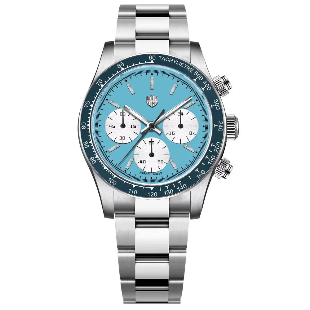 2025 nuevos relojes RollsTimi para hombre, reloj cronógrafo de cuarzo de lujo para hombre, espejo de zafiro AR, reloj de regalo resistente al agua para hombre luminoso
