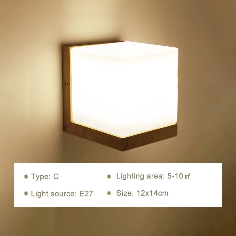 Lámparas de pared LED modernas, luces de madera para dormitorio, mesita de noche, escaleras, pasillo, aplique de iluminación montado Interior, accesorios de iluminación para decoración del hogar