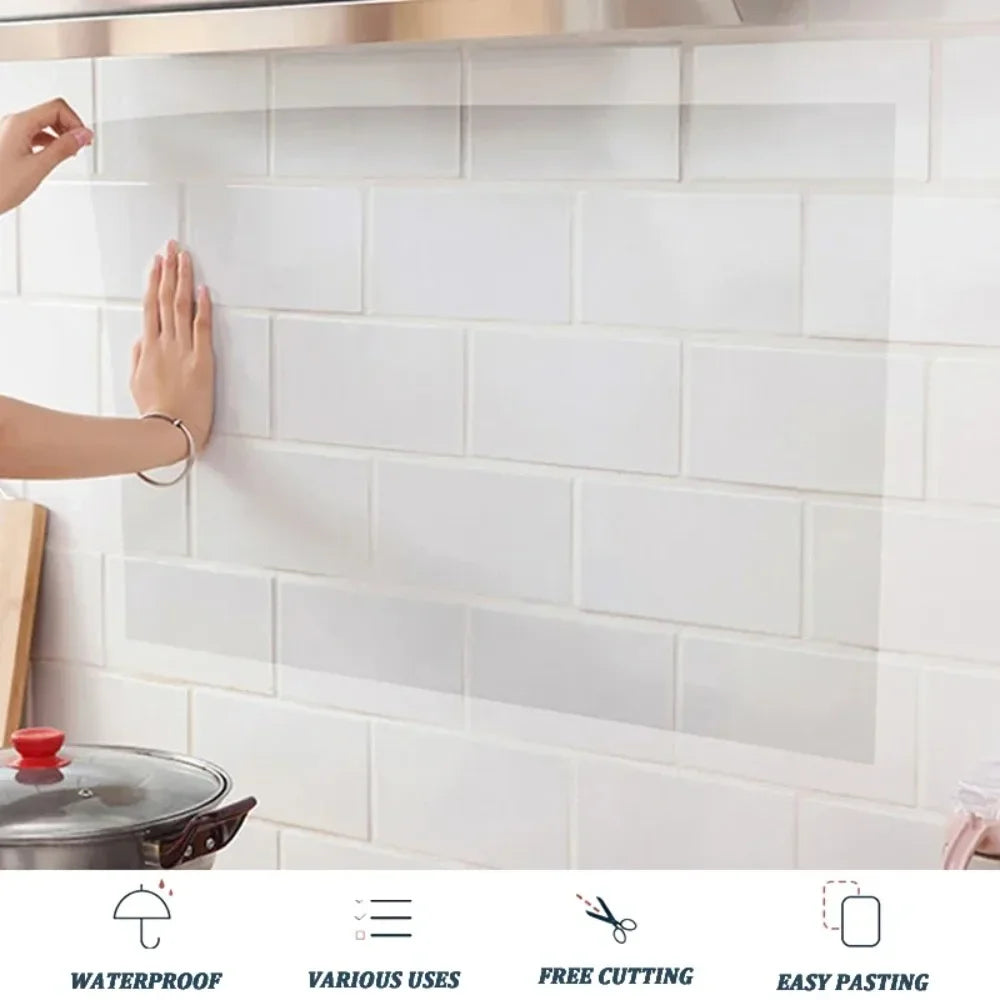 Película protectora de pared para cocina, pegatina de pared a prueba de aceite, armario de estufa, papel tapiz autoadhesivo resistente al calor, decoración impermeable