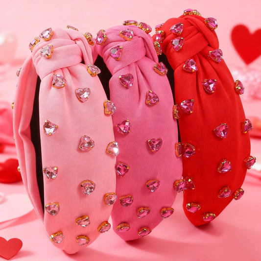 1/3 Stück modische Stirnbänder zum Valentinstag, Kristall-Liebesherz-Stirnband, Haarreifen, Party-Haarschmuck für Mädchen und Frauen
