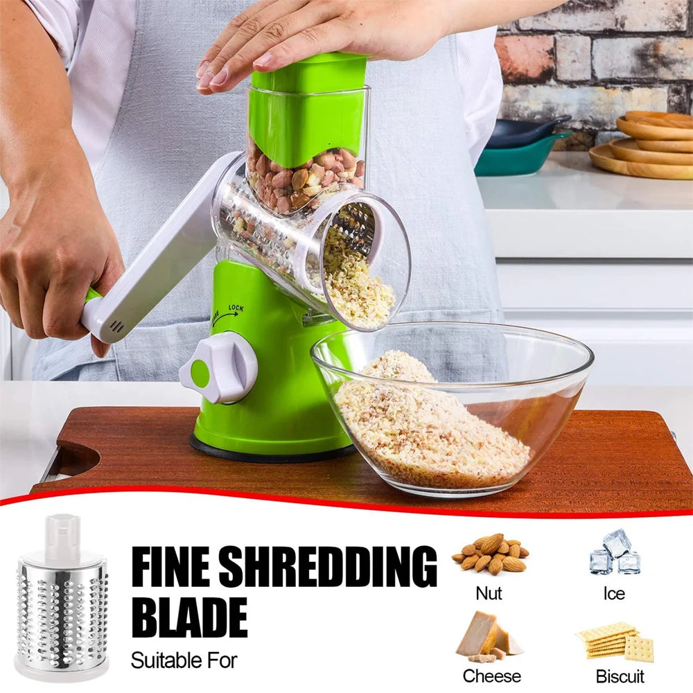 Rallador de queso rotativo Manual para cortador de verduras, rebanador de patatas, mandolina, picador de verduras multifuncional, accesorios de cocina