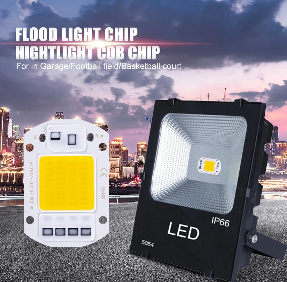 Lámpara LED COB con cuentas, 20W, 30W, 50W, 220V, IP65, IC inteligente, sin necesidad de controlador, luz de inundación DIY, foco de bombilla Led, lámpara con Chip para exteriores más brillante