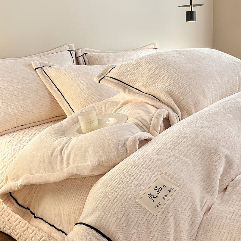 Juego de funda nórdica de terciopelo de leche, edredón sólido de felpa suave y cálido, mantas gruesas, ropa de cama para el hogar, invierno, 150x200cm, 3 uds.