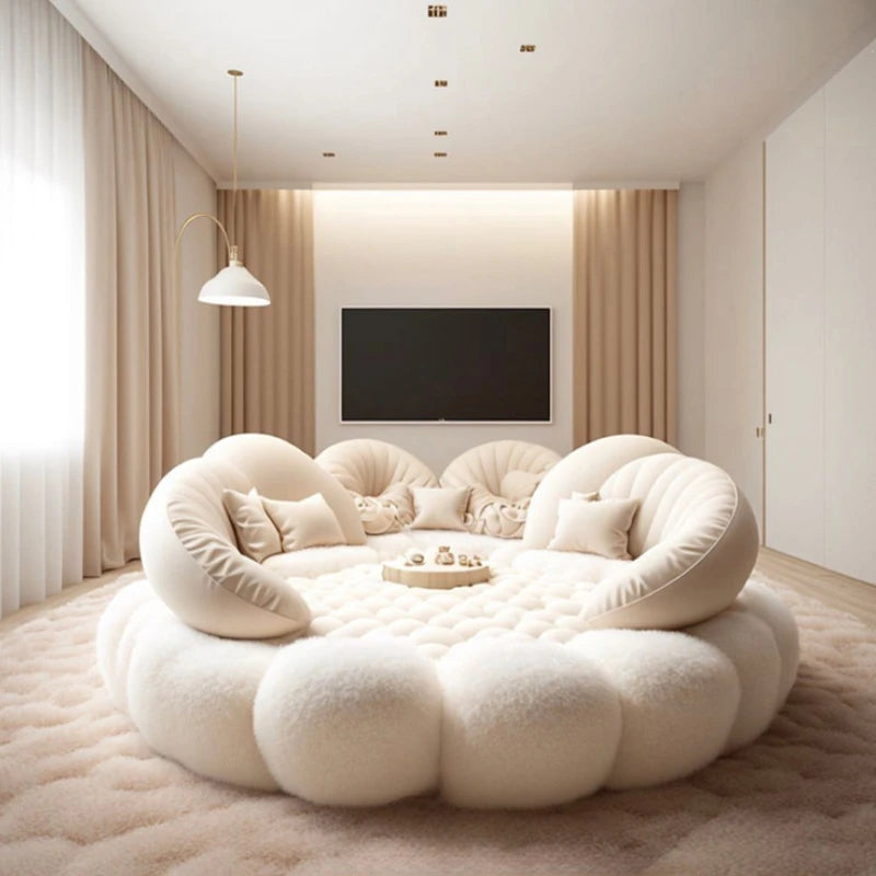 Estructura de Cama suave de estética redonda, dormitorio principal completo europeo, Hotel, crear Cama King Size, muebles modernos de moda