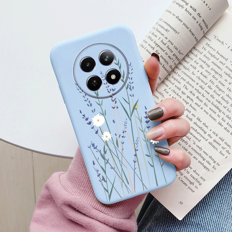 Funda para Realme 12 4G 12 + 13 + Plus 13 Pro + Plus 5G bonita funda trasera con forma de corazón y flor de silicona suave mate Fundas protectoras de dibujos animados