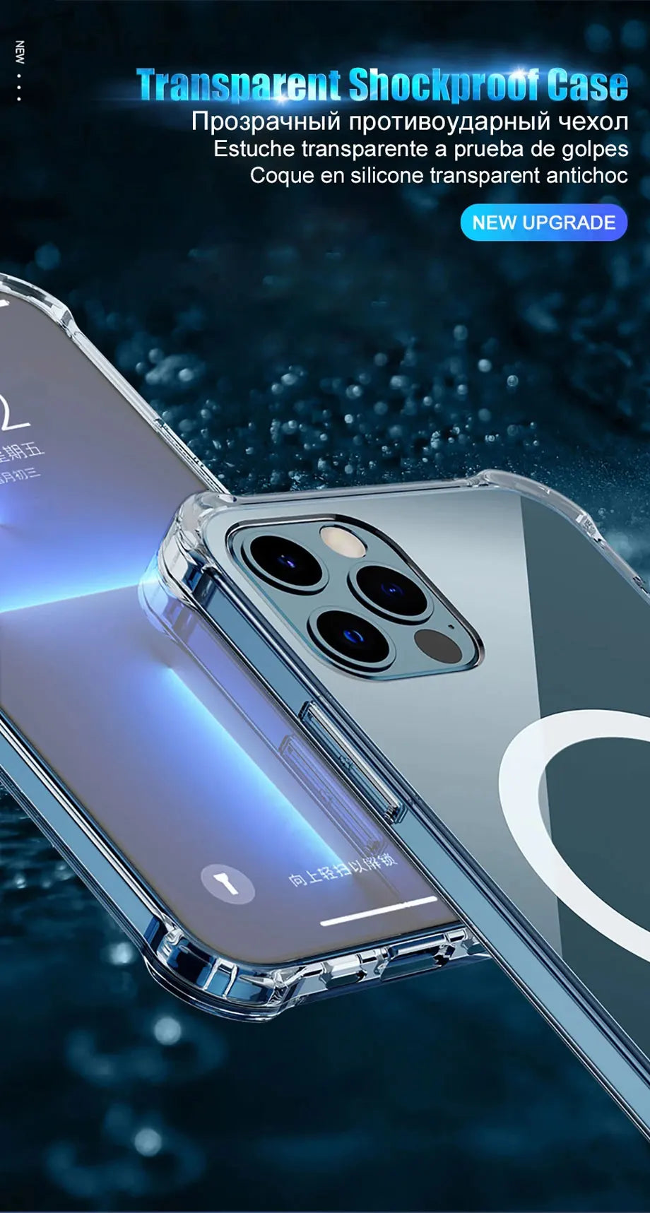 Funda Magsafe de carga inalámbrica magnética de lujo para iPhone 16 15 14 13 12 11 Pro Max Plus cubierta de parachoques transparente a prueba de golpes ﻿