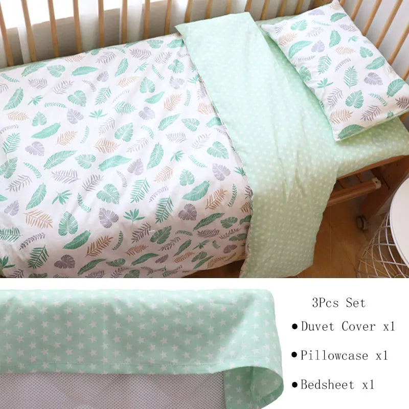 Juego de cama para cuna de bebé, ropa de cama de algodón, kit de cuna para niño y niña, incluye funda de almohada, funda nórdica, decoración para habitación de niños, 3 uds.