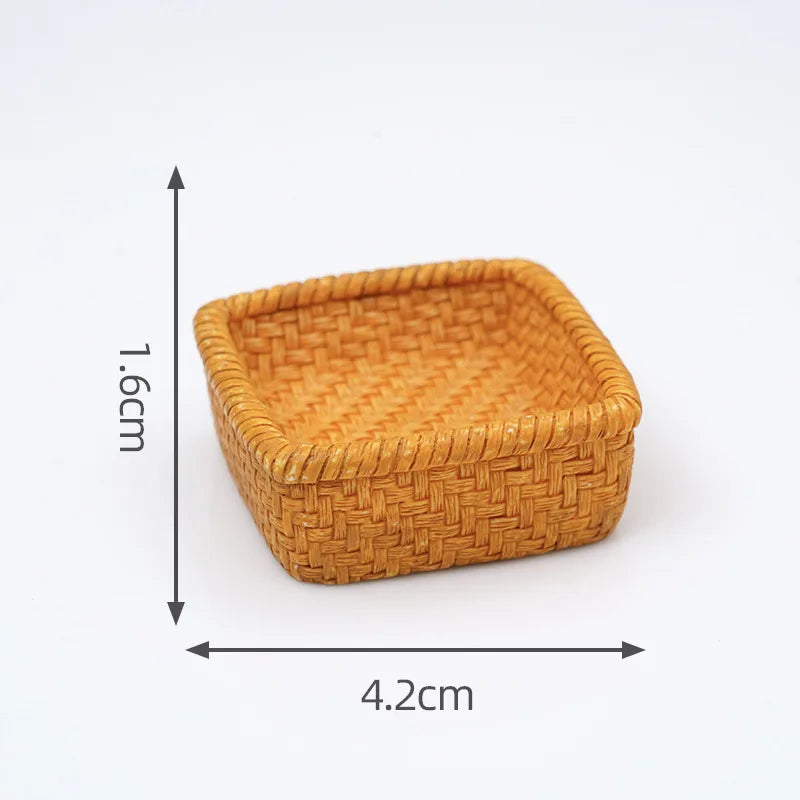 Cesta de Mimbre en Miniatura para Casa de Muñecas 1/12, Modelo de Cesta de Pan y Frutas, Accesorios para Escena de Cocina, Regalo para Niños