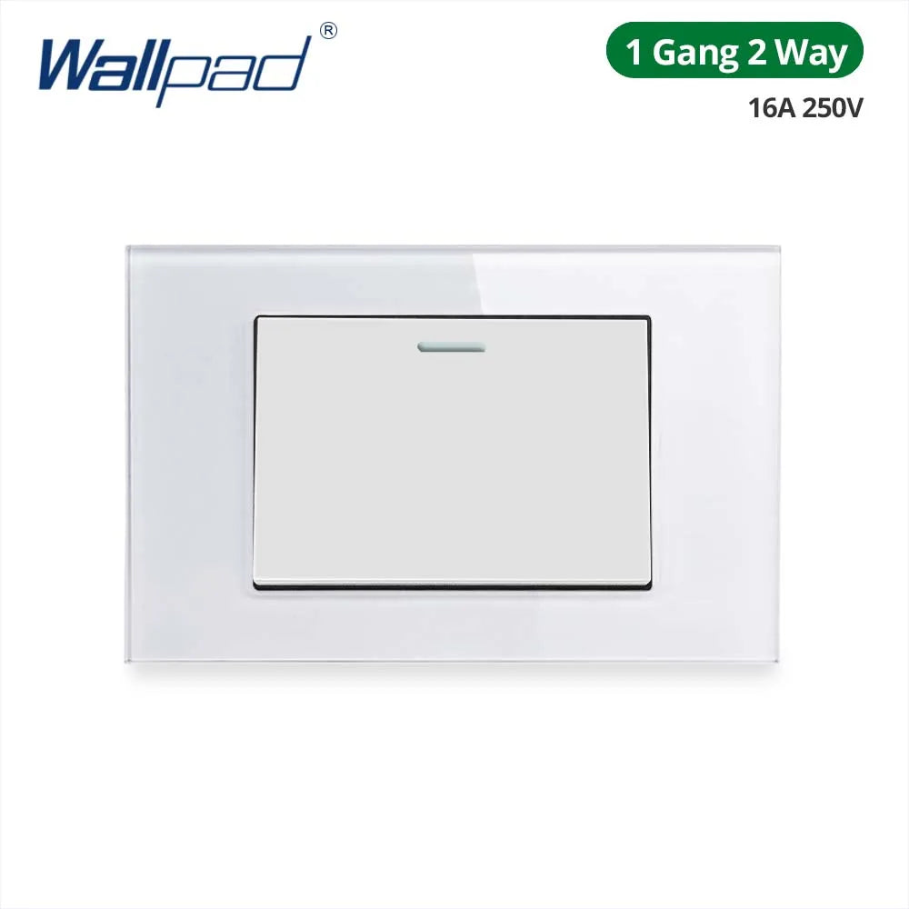 Wallpad Panel de vidrio templado blanco interruptor de luz de pared UE Reino Unido italiano Chile enchufe botón basculante 118*75mm 16A AC110-250V
