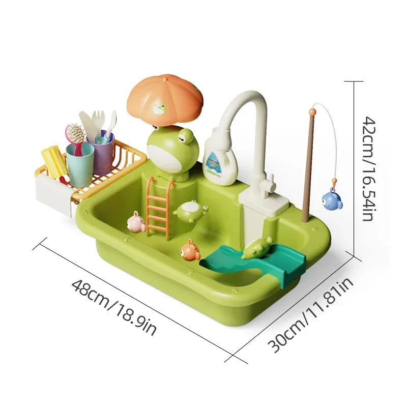 Juguetes de Cocina Eléctrica para Niños y Niñas, Grifo Simulado, Lavavajillas, Juego de Imitación de Cocina, Comida, Verduras, Juego de Roles, Regalos para Niños