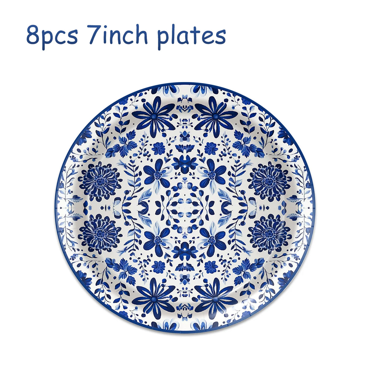 Platos de papel de porcelana azul y blanca, servilletas, vajilla para decoración de cumpleaños, decoración de bodas, decoración de mesa, suministros para fiestas