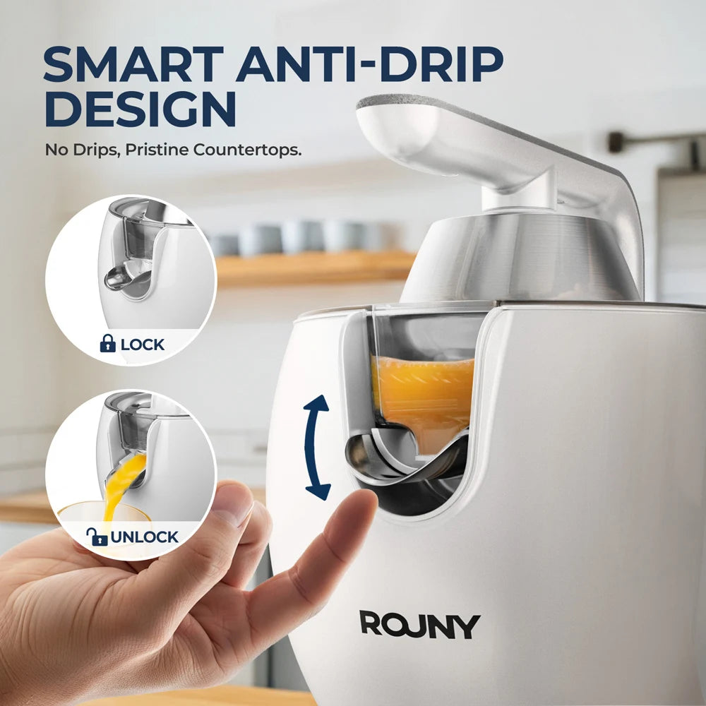 Exprimidor de Cítricos, Exprimidor Eléctrico de Naranjas y Limones de Acero Inoxidable de 850W, Exprimidor de Prensado de Alta Resistencia, Mango de Aluminio Fundido a Presión