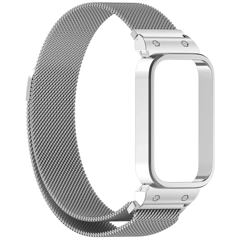 Funda de Metal + correa milanesa para Xiaomi mi band 9, accesorios activos, pulsera, correa + funda protectora de parachoques para Redmi band 3