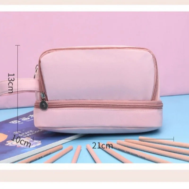 Estuches para lápices de 99 noches en los bosque, bolsas grandes para bolígrafos de dibujos animados, bolsa de lápices multicapa de Anime para niños y niñas, suministros de papelería escolar
