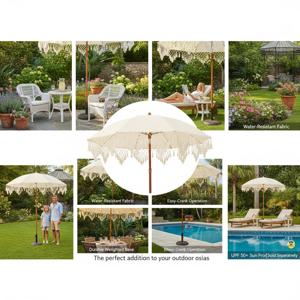 Sombrilla para Patio Exterior con Protección Solar UPF50+ de Moda, Sombrilla de Playa Portátil