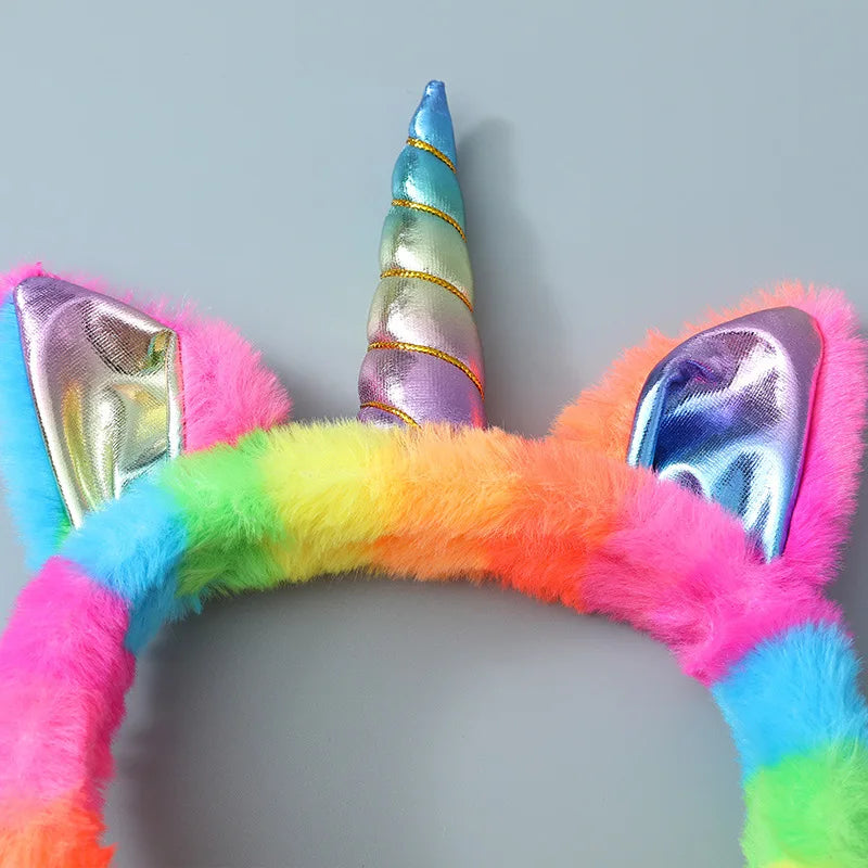 Orejeras de peluche de unicornio arcoíris, plegables, cálidas y portátiles, estilo femenino y lindo, orejeras a prueba de heladas y frío para otoño e invierno, regalo navideño