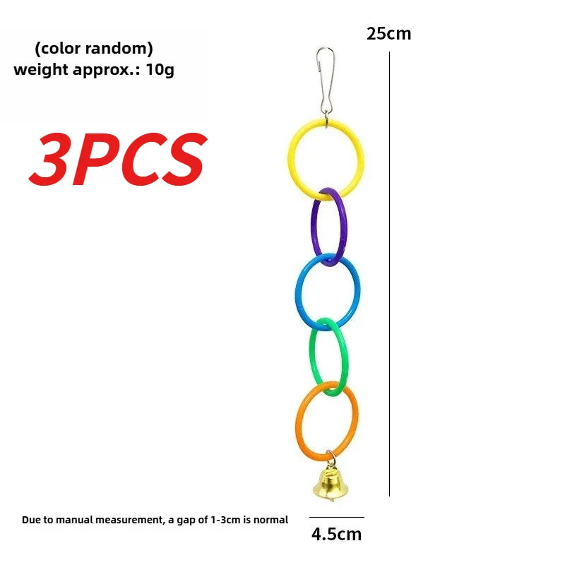 Columpio para loros, jaula para pájaros, juguetes con sonido de campana, anillo de escalada colorido para molinillo de anillos de Color, jaula de juguete para pájaros