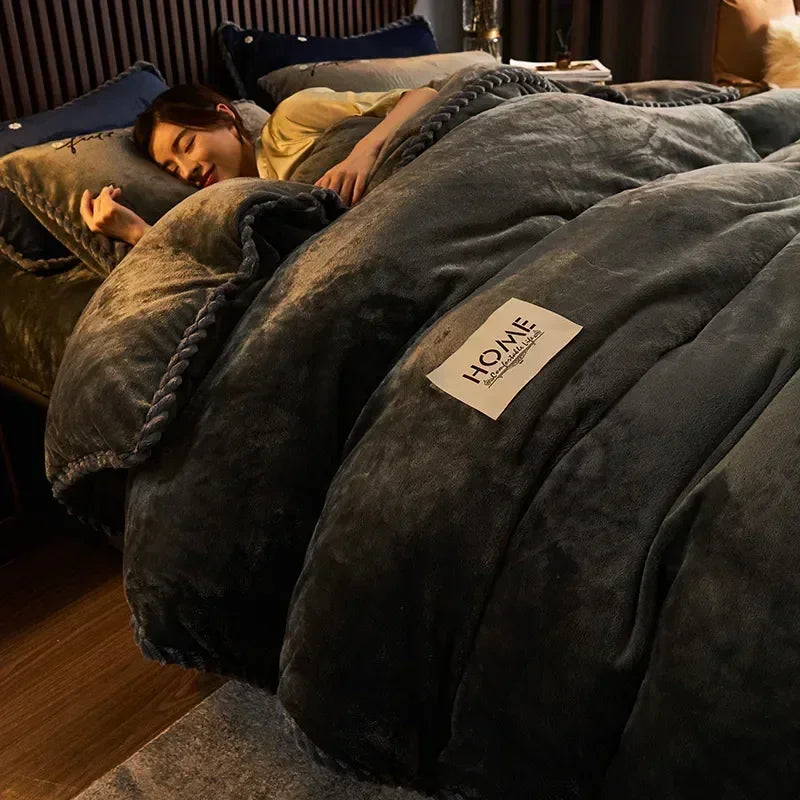 Funda nórdica de felpa para cama de pareja, colchas para cama individual, doble, Queen, King, Velvect, cálida y suave, nórdica, para invierno