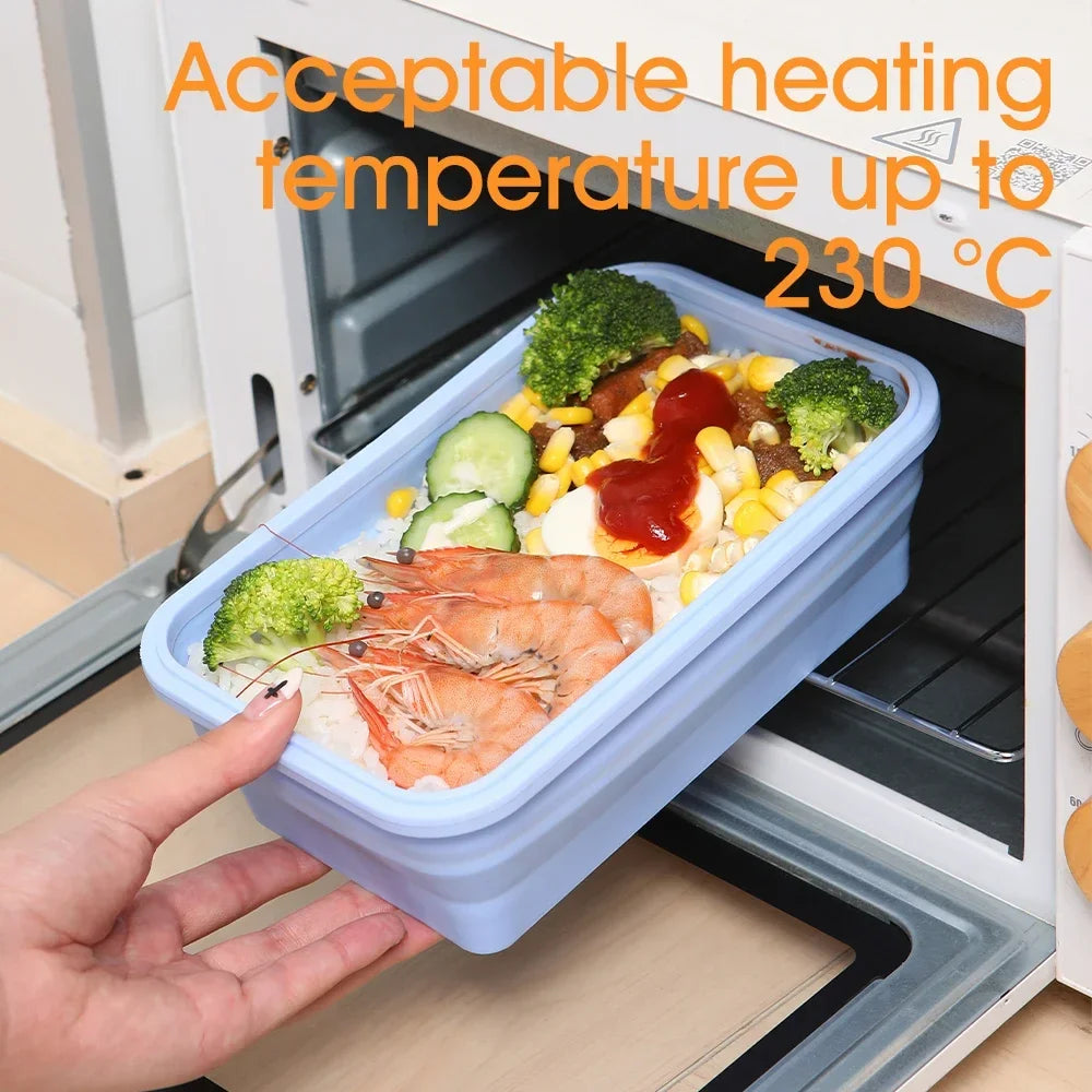 Contenedores plegables de almacenamiento de alimentos de 4PS con tapas y ventilación, juego de contenedores de preparación de comidas plegables de silicona apilables para cocina