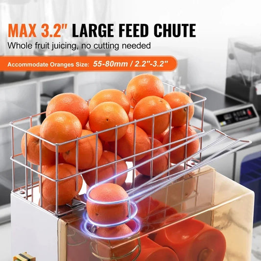 Exprimidor de Naranjas Comercial Automático de Acero Inoxidable con Caja de Filtro Extraíble 