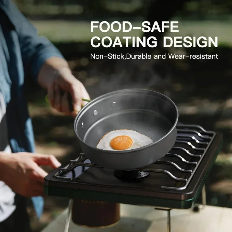 Juego de Cocina para Acampar, Juego de Utensilios de Cocina para Exteriores, Utensilios de Cocina Portátiles de Aluminio, Ollas, Tazones, Hervidores, Equipo para Picnic y Senderismo