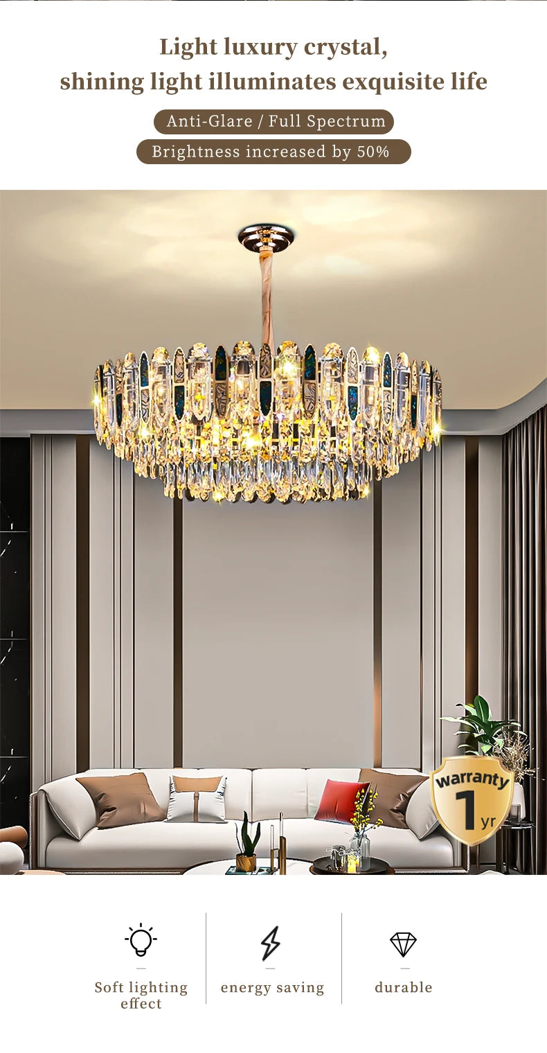Techo para comedor, candelabro de cristal Led moderno, lámpara colgante de techo para sala de estar, Villa, Loft, iluminación colgante