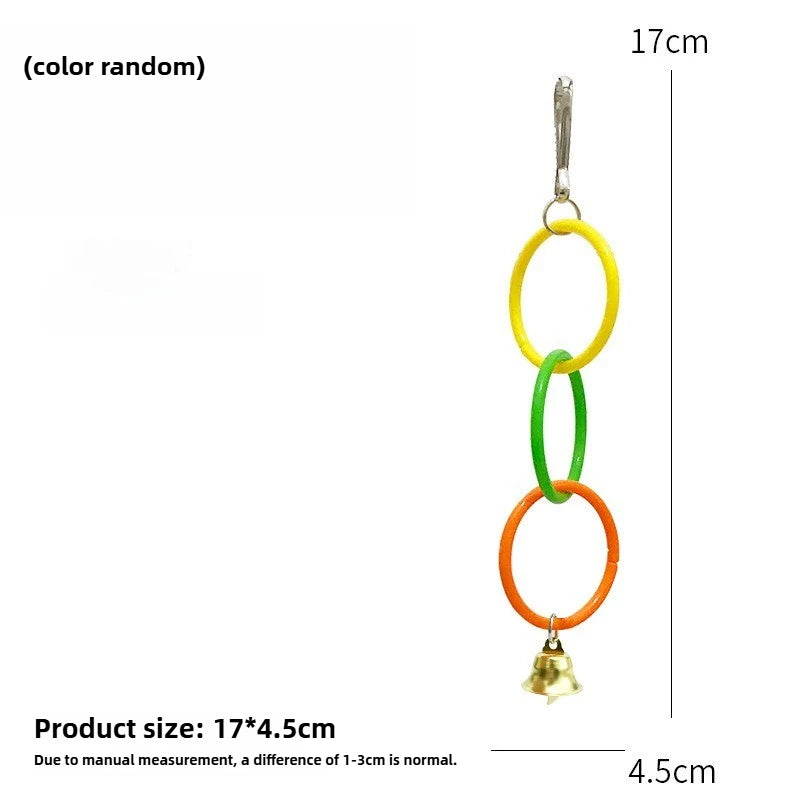 Columpio para loros, jaula para pájaros, juguetes con sonido de campana, anillo de escalada colorido para molinillo de anillos de Color, jaula de juguete para pájaros