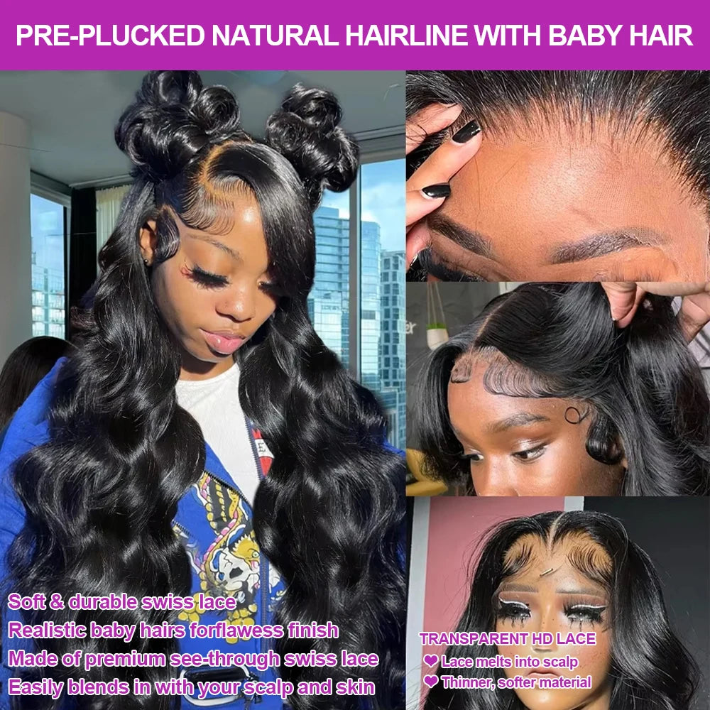 Peluca de Cabello Humano con Encaje Completo 360, Pre-Desplumada, Ondas Suaves, Peluca Frontal HD 13x6, Cabello Brasileño para Mujeres Negras, Densidad 250