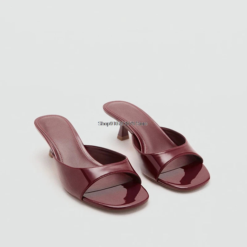 Sandalias de Tacón Alto para Mujer, Primavera-Verano 2026, Nuevas Sandalias Elegantes de Cuero Pintado, Sandalias de Tacón Alto para Uso en Exteriores