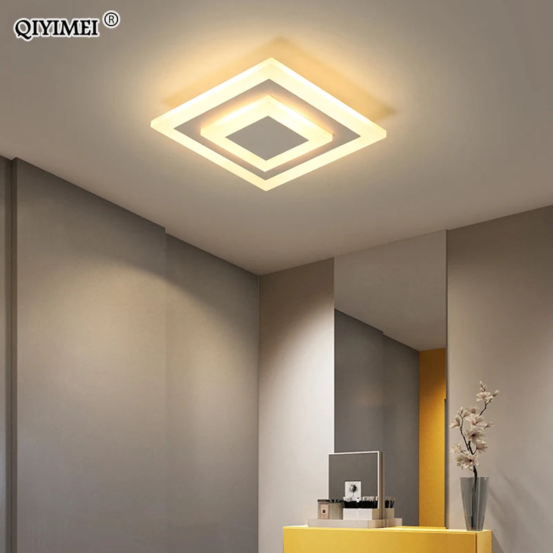 Luz de techo LED moderna para lámparas de pasillo, baño, sala de estar, balcón, iluminación cuadrada redonda, accesorios decorativos para el hogar, envío directo