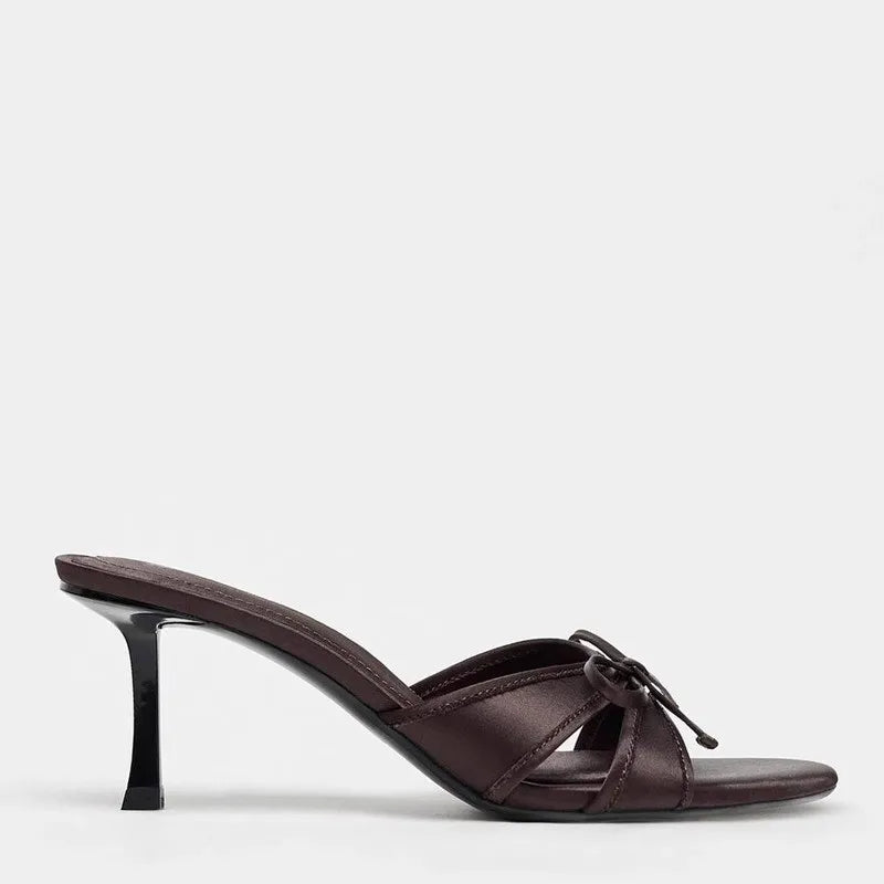 Zapatillas sexis de tacón alto de verano para mujer, Sandalias con punta abierta y nudo de mariposa a la moda para vestido de fiesta Stripper para mujer