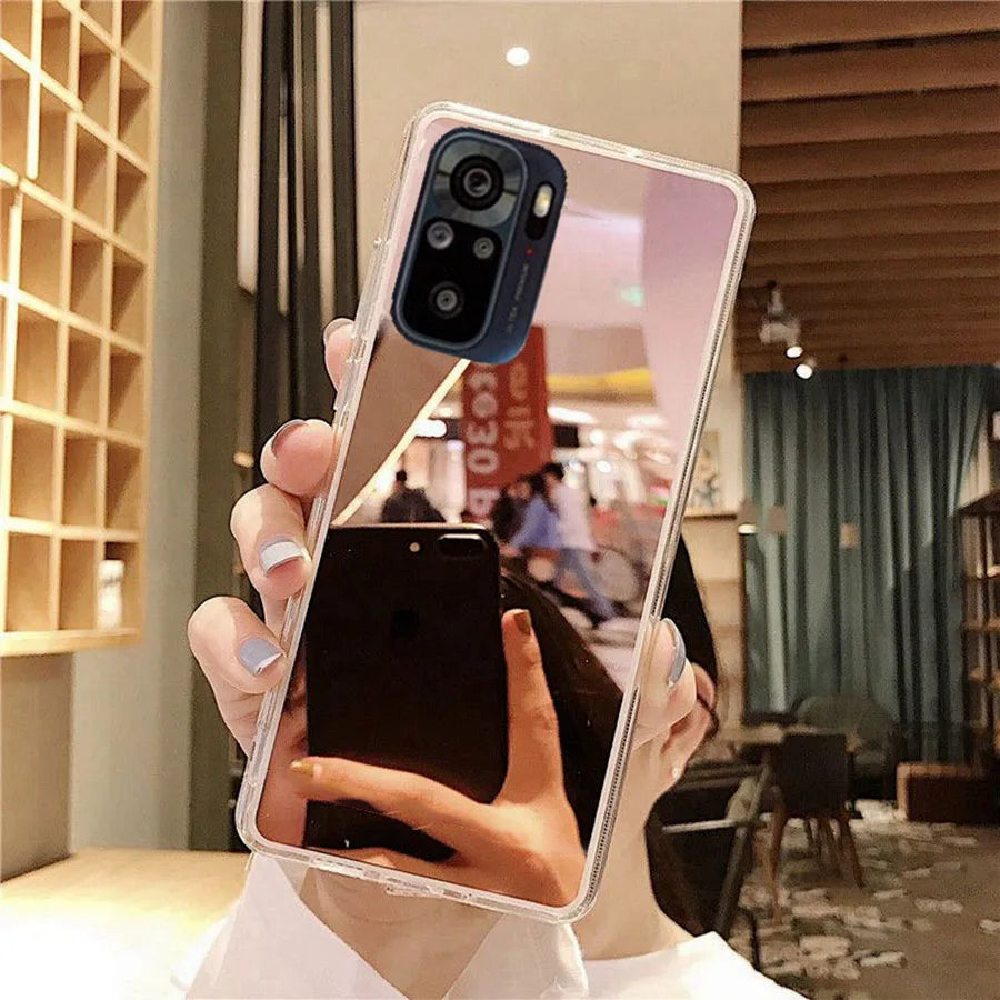 Funda de silicona suave con espejo de maquillaje para Xiaomi Poco M3 X6 Redmi Note 10 11 Pro Plus 5G 10S 11S 10A 10C