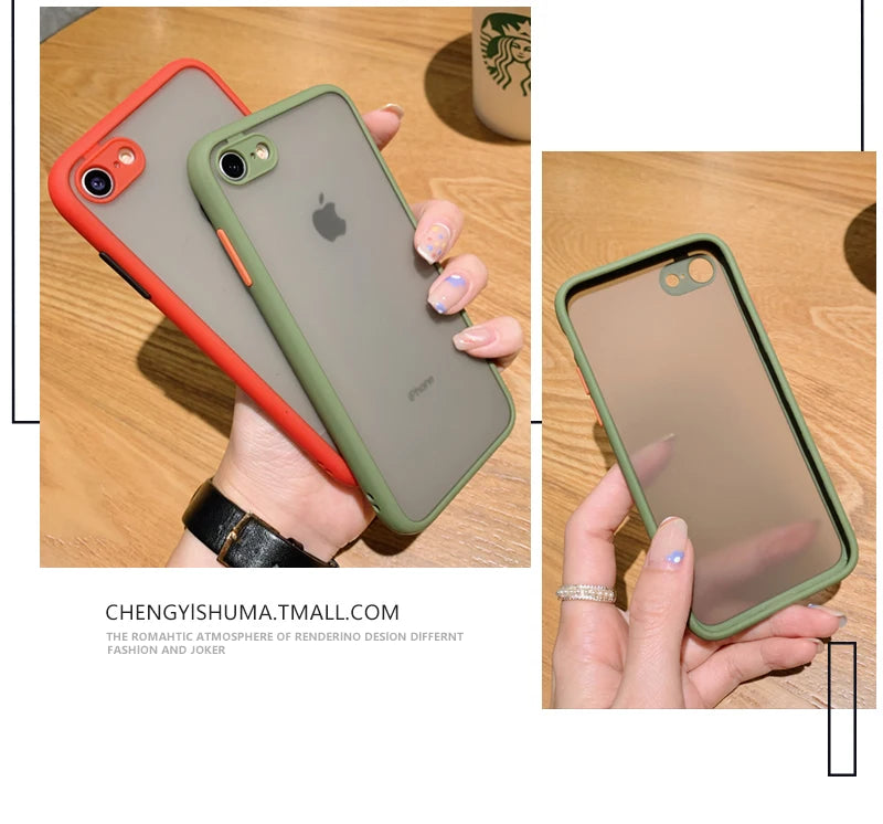 Funda anticaída 2 en 1 para iphone, carcasa protectora de poros finos, esmerilada, para iphone SE 2020, 7, 8, SE2, 2020, 2022