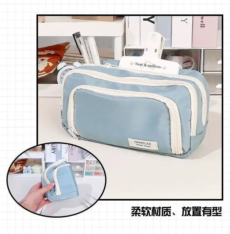 Estuche para lápices de las Chicas Superpoderosas, estuche para lápices con múltiples bolsillos, bolsa para lápices de gran capacidad para estudiantes, bolsa organizadora de papelería, regalo