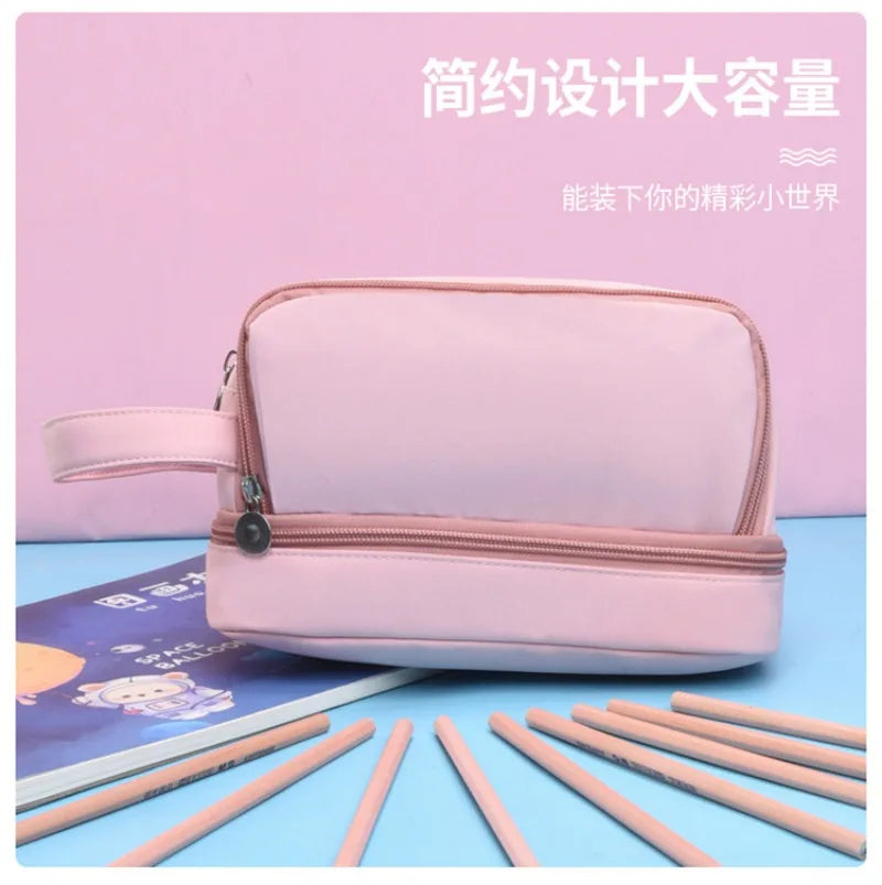 Estuches para lápices de 99 noches en los bosque, bolsas grandes para bolígrafos de dibujos animados, bolsa de lápices multicapa de Anime para niños y niñas, suministros de papelería escolar