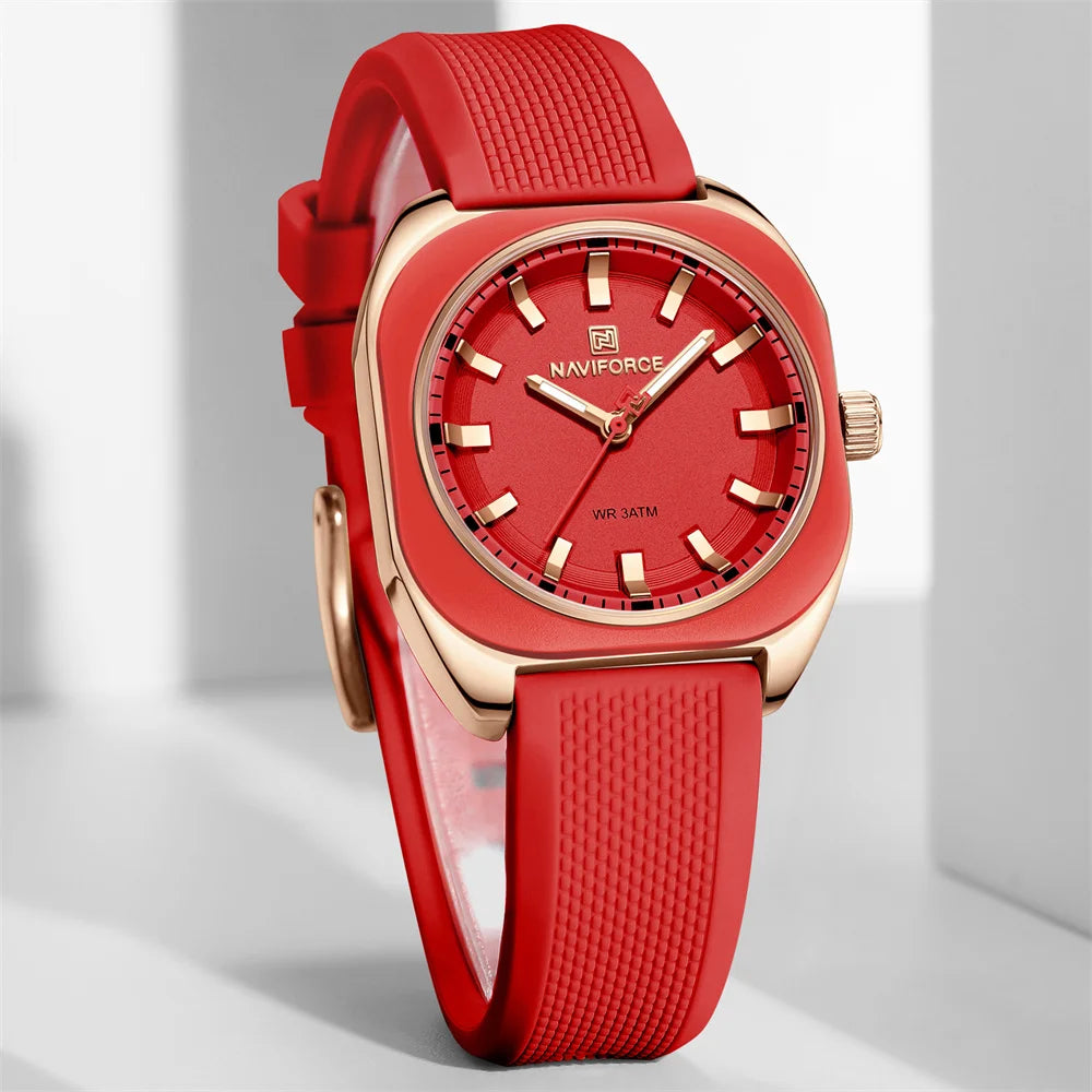 NAVIFORCE, reloj para mujer, marca superior, moda de lujo, reloj de pulsera Original para mujer y niña, pulsera de goma de silicona, reloj informal para mujer 5061