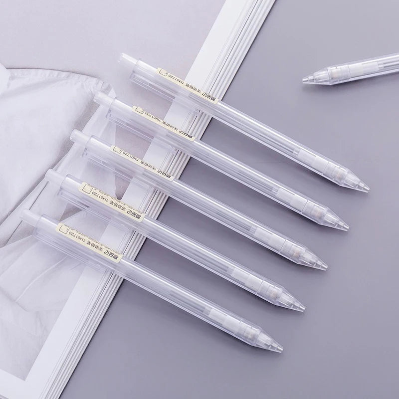 5 unids/set portaminas blanco Simple bolígrafo automático 0,5/0,7mm para estudiantes útiles escolares accesorios de oficina papelería