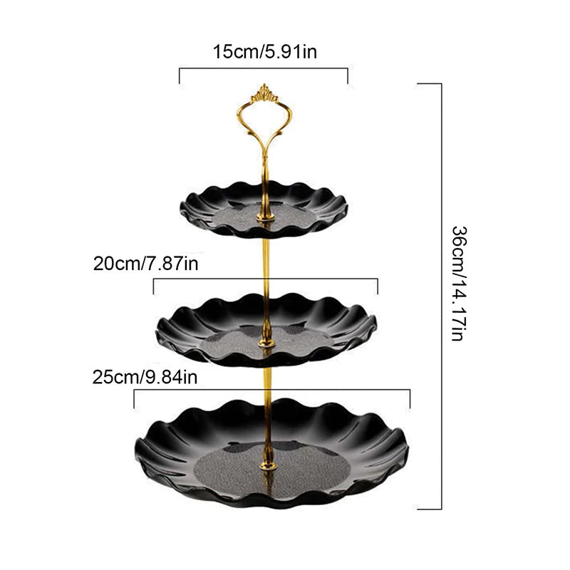 Soporte Redondo de Doble Capa para Pasteles y Dulces, Plato de Frutas para Bodas y Fiestas, Bandeja Decorativa para el Hogar, Exquisito