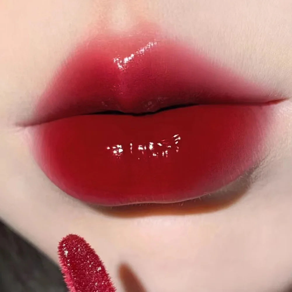 Brillo de agua de vidrio ligeramente, esmalte de labios Herorange, espejo hidratante, labios regordetes, no es fácil de pegar en la taza, maquillaje de larga duración
