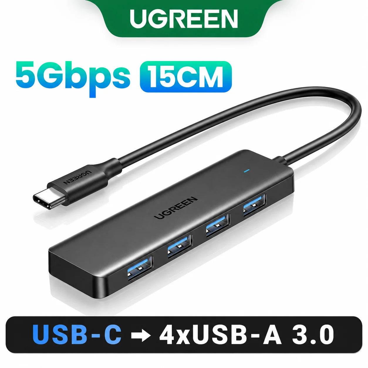 UGREEN HUB USB 3.0 de 4 Puertos, HUB USB-C Delgado para Ratón y Teclado, Compatible con MacBook Pro, Air, Laptop, PC de Escritorio, Xbox, PS5, Splitter