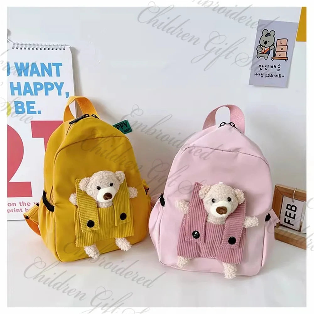 Mochila con nombre personalizado para niños, mochila bordada con dibujos animados para bebé, bolsa de libros para jardín de infantes, mochilas para salir, novedad